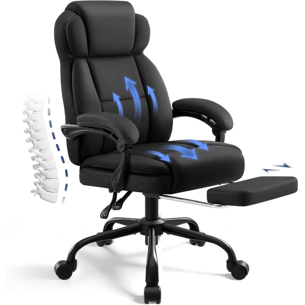 Leather Desk Pad - Ergonomic Oice Chair with ootrest,PU Leather