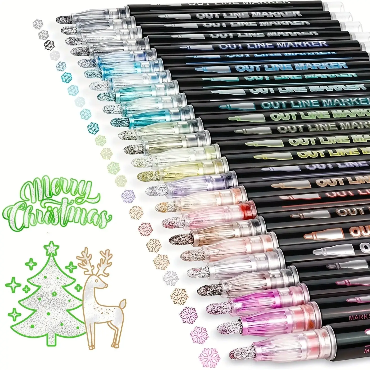 Correction Pen Fine - Dual-Tip Metallic Art Pens with Self-Outline,